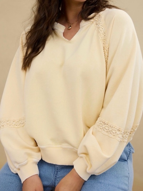 aerie Sweaters - Aerie Lace-Trim Pullover Sweater